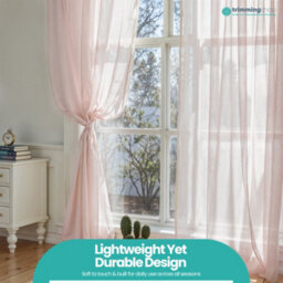 "Neel Blue Voile Curtains Slot Top, 2 Curtains, Cream - 56"" Width X 54"" Drop" - thumbnail 9