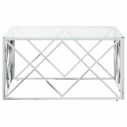 Berkfield Coffee Table 80X80X40 Cm Stainless Steel And Glass - thumbnail 4