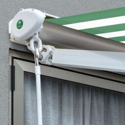 Primrose Awnings 2.5M X 2.0M Retractable Electric Half Cassette Green & White Awning Outdoor Patio Canopy - thumbnail 4
