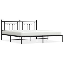 Berkfield Metal Bed Frame With Headboard Black 200X200 Cm - thumbnail 2