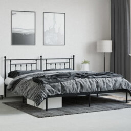 Berkfield Metal Bed Frame With Headboard Black 200X200 Cm - thumbnail 3