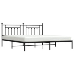 Berkfield Metal Bed Frame With Headboard Black 200X200 Cm - thumbnail 4