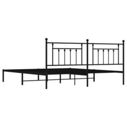 Berkfield Metal Bed Frame With Headboard Black 200X200 Cm - thumbnail 8