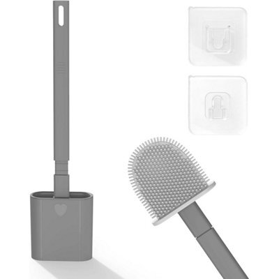 Hygienic Silicone Toilet Brush With Anti-Drip Holder - image 1