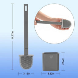 Hygienic Silicone Toilet Brush With Anti-Drip Holder - thumbnail 2