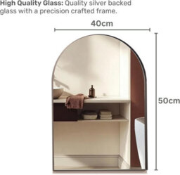Mood Premium Arch Bathroom Mirror Black Framed Wall Mounted, Recessed Arched Frame Modern & Stylish (50Cm X 40Cm) - thumbnail 2