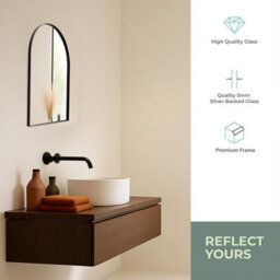 Mood Premium Arch Bathroom Mirror Black Framed Wall Mounted, Recessed Arched Frame Modern & Stylish (50Cm X 40Cm) - thumbnail 3