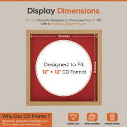 "16X16"" Light Oak Modern Vinyl Record Frame With Crimson Mount For 12 Inch Lp Disc - Ak Frames" - thumbnail 2