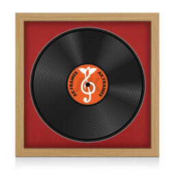 "16X16"" Light Oak Modern Vinyl Record Frame With Crimson Mount For 12 Inch Lp Disc - Ak Frames" - thumbnail 1