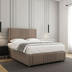 REGIONAL FURNISHINGS Mink Plush Velvet Divan Bed Set 24Inch Headboard & Footboard 2Drawersfootend & Mattress In Double King 4Ft 6Ft Sizes - thumbnail 3