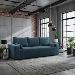 Livorno Sofa Bed For Living Room Foam Seat Wave Springs Wooden Legs Wood Frame 250X94X90 Cm Sleep Area 200X140 Blue - thumbnail 2
