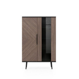 Arte Pinelli Display Cabinet - Chic Black Graphite & Oak With Glass Shelves - W900mm X H1400mm X D410mm - thumbnail 2