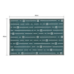 Jvl Savio Mahcine Washable Doormat And Runner, Teal - thumbnail 8