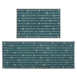 Jvl Savio Mahcine Washable Doormat And Runner, Teal - thumbnail 1