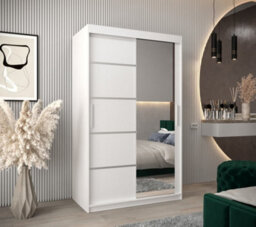 Arte Verona 02 Contemporary 2 Mirrored Sliding Door Wardrobe 5 Shelves 2 Rails White Matt (H)2000mm (W)1200mm (D)620mm - thumbnail 2