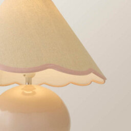 Valuelights Bosco Stone Natural Ceramic Table Lamp With Pink Trim Scallop Shade - thumbnail 3