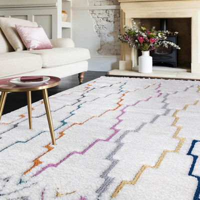 Multi Abstract Kilim Modern Moroccan Easy To Clean Rug For Dining Room-200Cm X 290Cm - image 1