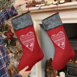 Dibor Red Nordic Heart Xmas Christmas Gift Bag Christmas Stocking For Kids - thumbnail 4