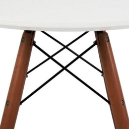 Fusion Living Soho Medium White Circular Dining Table With Walnut Wood Legs - thumbnail 2