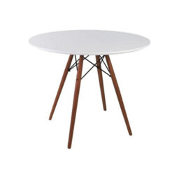 Fusion Living Soho Medium White Circular Dining Table With Walnut Wood Legs - thumbnail 4