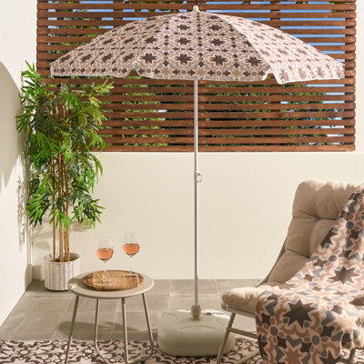 Ohs Tiles Print Parasol Umbrella Garden Outdoor Canopy Sun Shade - image 1