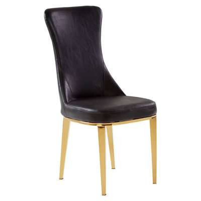 Orsina Black Leather Dining Chair, Effortless Cleaning Lounge Chair For Living Room, Space-Saving Dining Chair - image 1