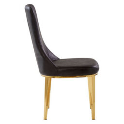 Orsina Black Leather Dining Chair, Effortless Cleaning Lounge Chair For Living Room, Space-Saving Dining Chair - thumbnail 3