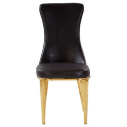 Orsina Black Leather Dining Chair, Effortless Cleaning Lounge Chair For Living Room, Space-Saving Dining Chair - thumbnail 2
