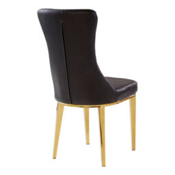 Orsina Black Leather Dining Chair, Effortless Cleaning Lounge Chair For Living Room, Space-Saving Dining Chair - thumbnail 4