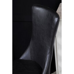 Orsina Black Leather Dining Chair, Effortless Cleaning Lounge Chair For Living Room, Space-Saving Dining Chair - thumbnail 9
