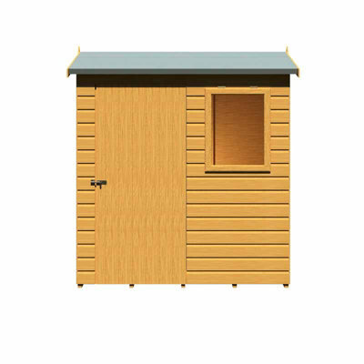 Shire Lewis 6 X 4 Feet Single Door Reverse Apex Style D Shed - L136.1 X W191.4 X H204.3 Cm - image 1