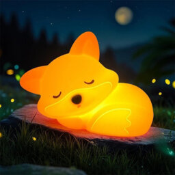 Fox Night Light Squishy Silicone Lamp Rechargeable Dimmable Touch Bedside Nightlight With Timer - thumbnail 1