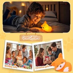 Fox Night Light Squishy Silicone Lamp Rechargeable Dimmable Touch Bedside Nightlight With Timer - thumbnail 3