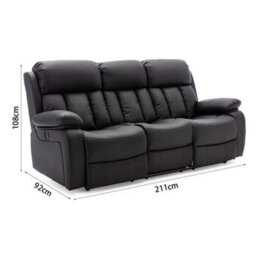 More4Homes Chester 3 Seater Electric Recliner Sofa In Black - thumbnail 8