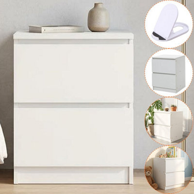 Bedside Table With Drawers And Storage Shelf, Nightstand Cabinet - image 1