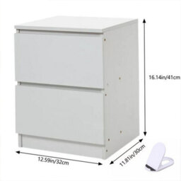 Bedside Table With Drawers And Storage Shelf, Nightstand Cabinet - thumbnail 2