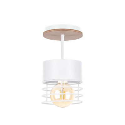 Luminosa Lighting Luminosa Casa Cylindrical Ceiling Light White, Wood, 12Cm, 1X E27