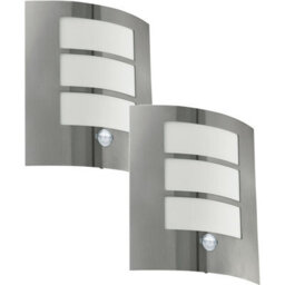 2 Pack Stainless Steel Ip44 Outdoor Wall Lights With Pir Motion Sensor - 60W E27 - thumbnail 1