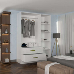 Sliding Wardrobes 4 u LTD Modern High Gloss And Mirror 3 Door Hinged Wardrobe With Hanging Rail And Storage Shelves - (White,116Cm) - thumbnail 4