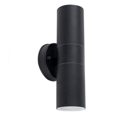 Valuelights Pair Of Modern Ip44 Rated Black Stainless Steel Outdoor Up Down Wall Lights - image 1