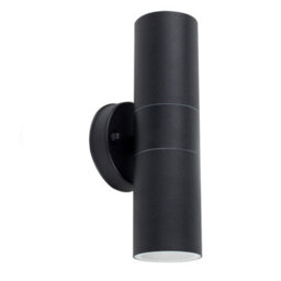 Valuelights Pair Of Modern Ip44 Rated Black Stainless Steel Outdoor Up Down Wall Lights - thumbnail 2