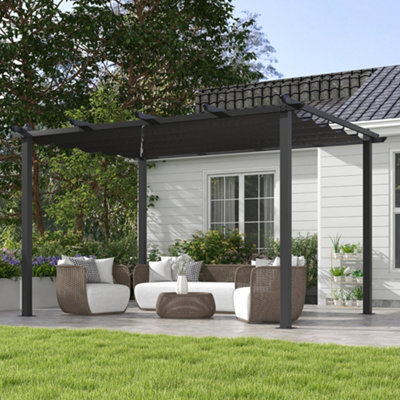 Outsunny 3 X 4M Aluminium Pergola With Retractable Roof, Garden Gazebo Canopy - image 1