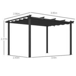Outsunny 3 X 4M Aluminium Pergola With Retractable Roof, Garden Gazebo Canopy - thumbnail 3