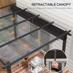 Outsunny 3 X 4M Aluminium Pergola With Retractable Roof, Garden Gazebo Canopy - thumbnail 4
