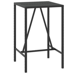 Berkfield 3 Piece Garden Bar Set Black Poly Rattan& Solid Wood Acacia - thumbnail 4
