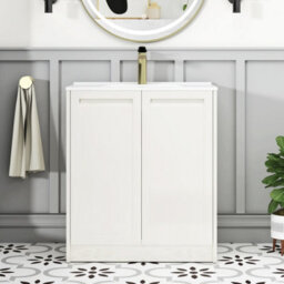 Royal Bathrooms Elmore 700mm Traditional Floor Standing 2 Door Bathroom Vanity Unit With Ceramic Basin Sink - Classic White - thumbnail 3