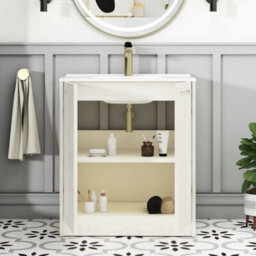 Royal Bathrooms Elmore 700mm Traditional Floor Standing 2 Door Bathroom Vanity Unit With Ceramic Basin Sink - Classic White - thumbnail 5