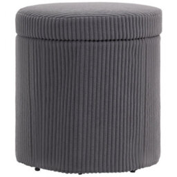 Wyld Haus Yoluha Round Grey Corduroy Storage Footstool With Removable Lid - 40Cm - thumbnail 2