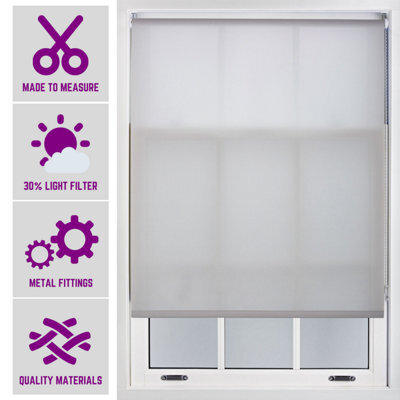 Furnished Made To Measure Day Light Roller Blinds With Metal Fittings - Grey Blind For Home And Office (W)60Cm (L)165Cm