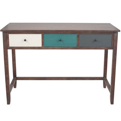Pacific Lifestyle Blue Multicoloured Wood 3 Drawer Desk - image 1